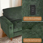 Causeuse moderne touffetée en chenille 8 couleurs avec port USB et housses amovibles pour 2-3 personnes