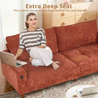 Causeuse moderne touffetée en chenille 8 couleurs avec port USB et housses amovibles pour 2-3 personnes