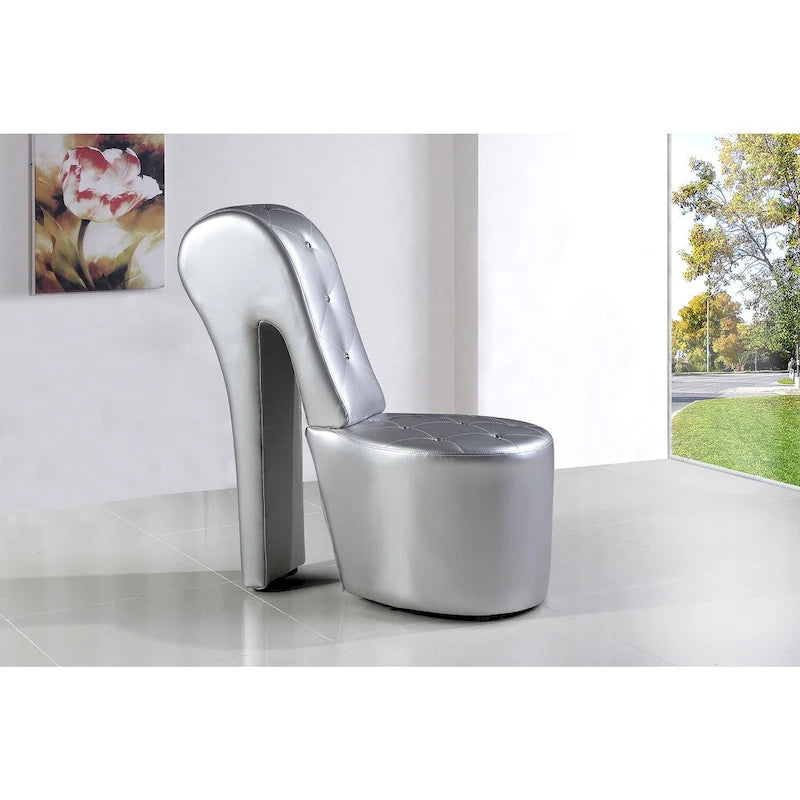 Chaise longue en similicuir/velours en forme de chaussure à talon haut, 1 place