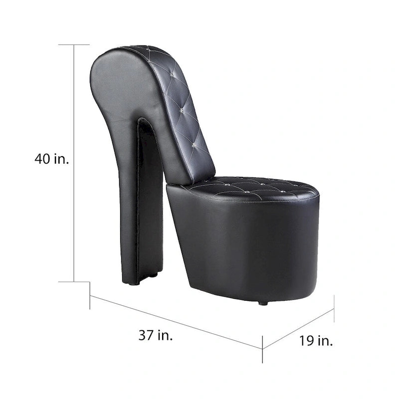 Chaise longue en similicuir/velours en forme de chaussure à talon haut, 1 place