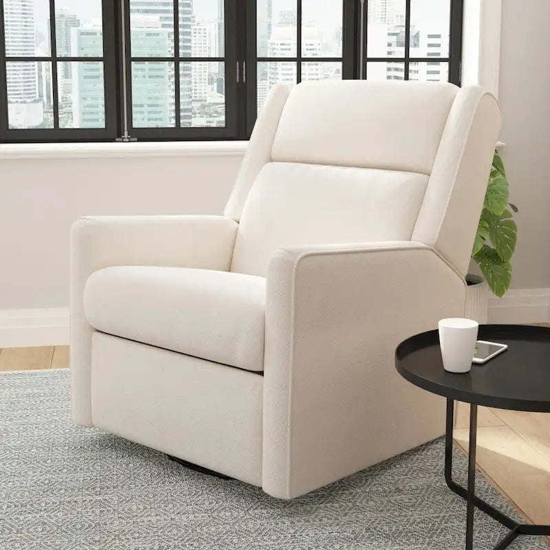 Fauteuil inclinable, à bascule et pivotant 3-en-1 manuel pour 1 personne, crème/gris foncé/gris clair