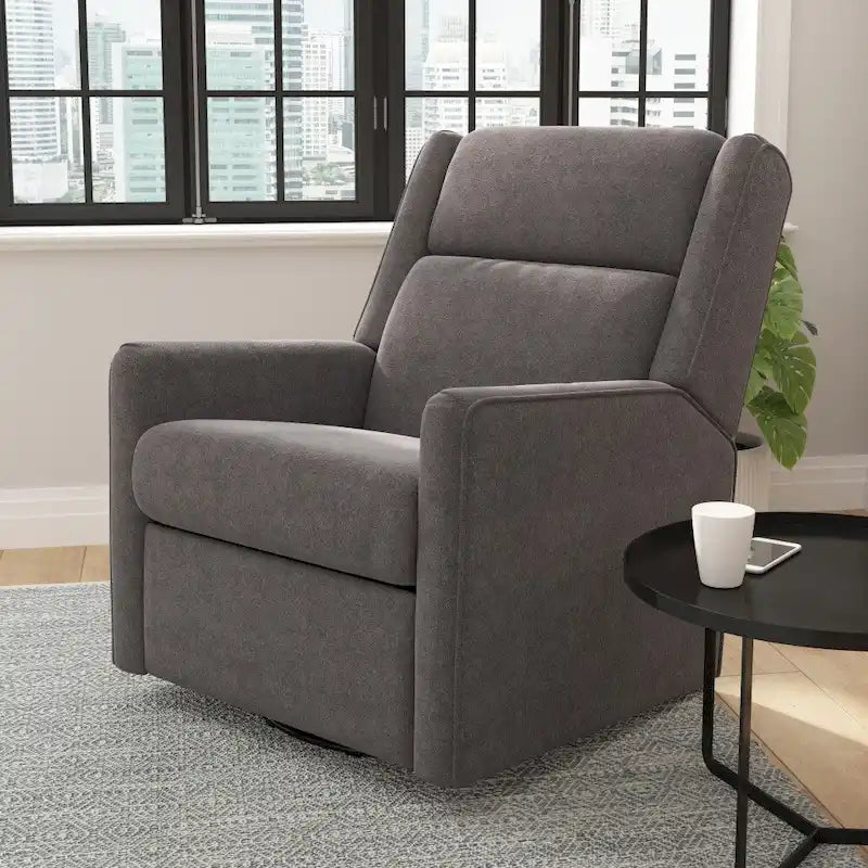 Fauteuil inclinable, à bascule et pivotant 3-en-1 manuel pour 1 personne, crème/gris foncé/gris clair