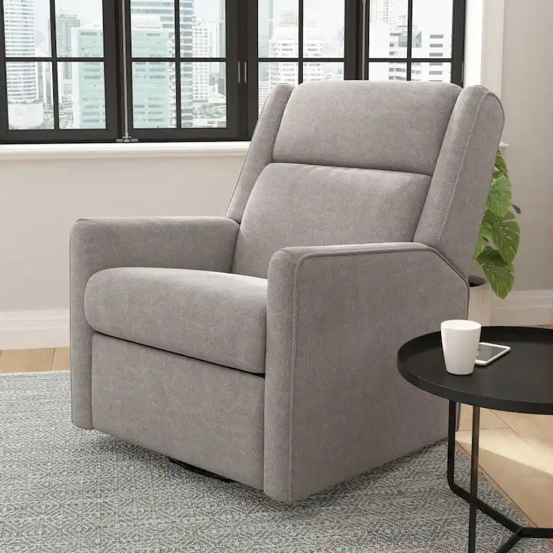 Fauteuil inclinable, à bascule et pivotant 3-en-1 manuel pour 1 personne, crème/gris foncé/gris clair