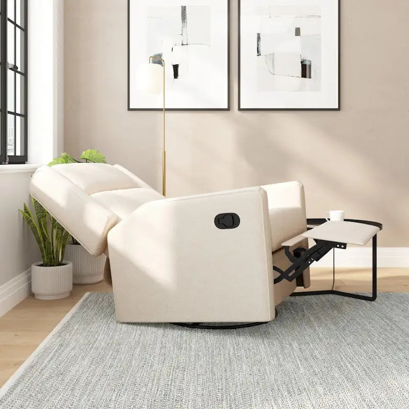 Fauteuil inclinable, à bascule et pivotant 3-en-1 manuel pour 1 personne, crème/gris foncé/gris clair