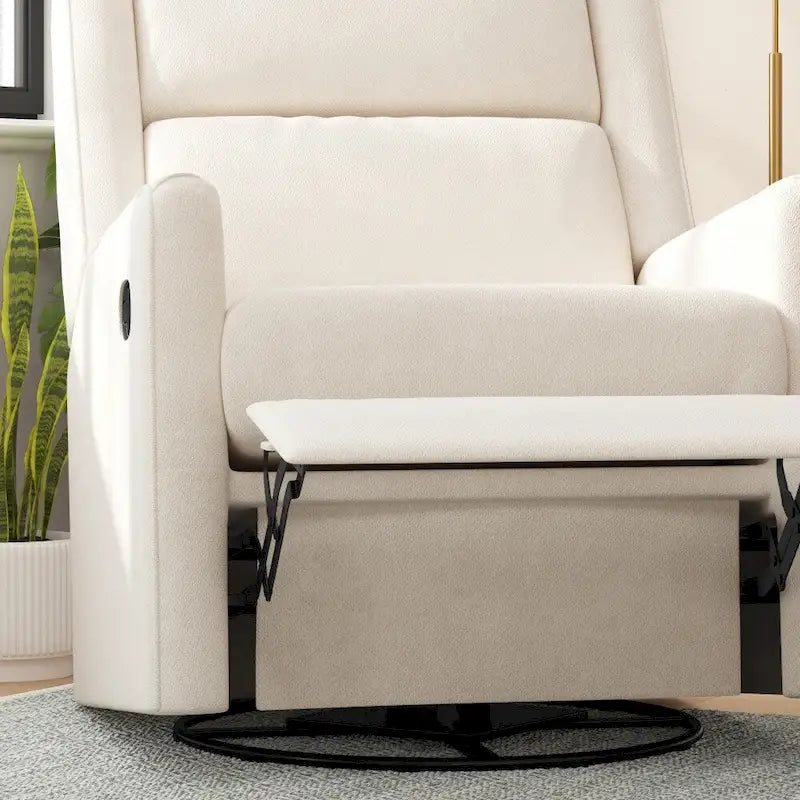 Fauteuil inclinable, à bascule et pivotant 3-en-1 manuel pour 1 personne, crème/gris foncé/gris clair