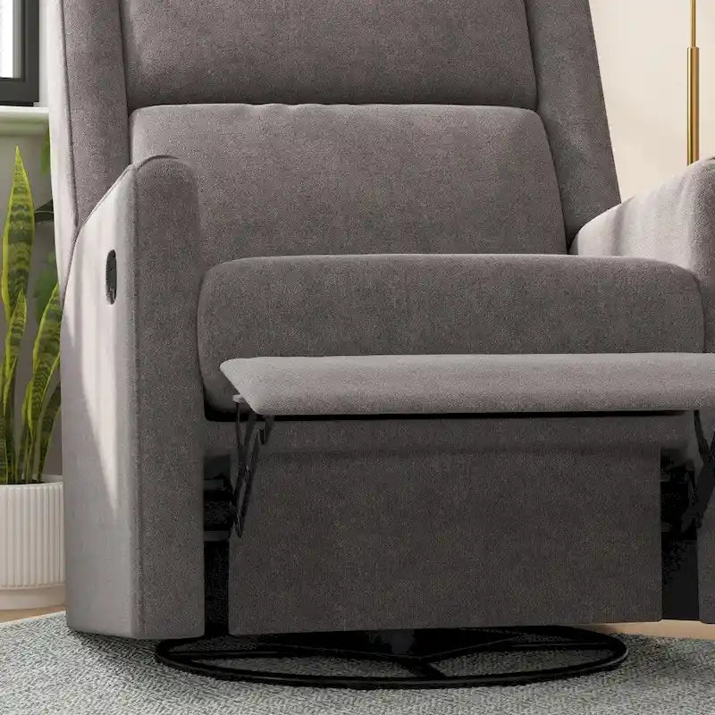 Fauteuil inclinable, à bascule et pivotant 3-en-1 manuel pour 1 personne, crème/gris foncé/gris clair