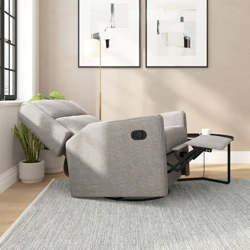 Fauteuil inclinable, à bascule et pivotant 3-en-1 manuel pour 1 personne, crème/gris foncé/gris clair