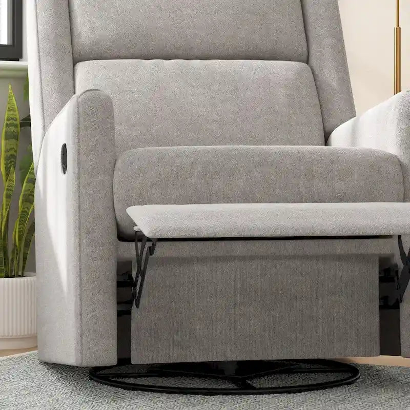 Fauteuil inclinable, à bascule et pivotant 3-en-1 manuel pour 1 personne, crème/gris foncé/gris clair