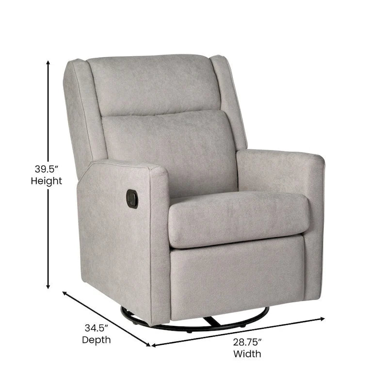 Fauteuil inclinable, à bascule et pivotant 3-en-1 manuel pour 1 personne, crème/gris foncé/gris clair