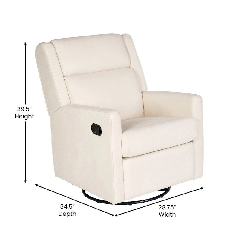 Fauteuil inclinable, à bascule et pivotant 3-en-1 manuel pour 1 personne, crème/gris foncé/gris clair