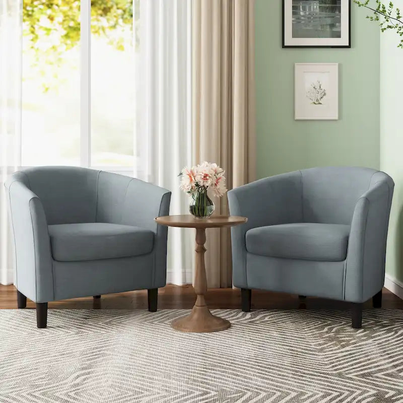 Fauteuil d'appoint baril moderne en bouclette 5 coloris avec pieds en bois pour 2 (Lot de 2)
