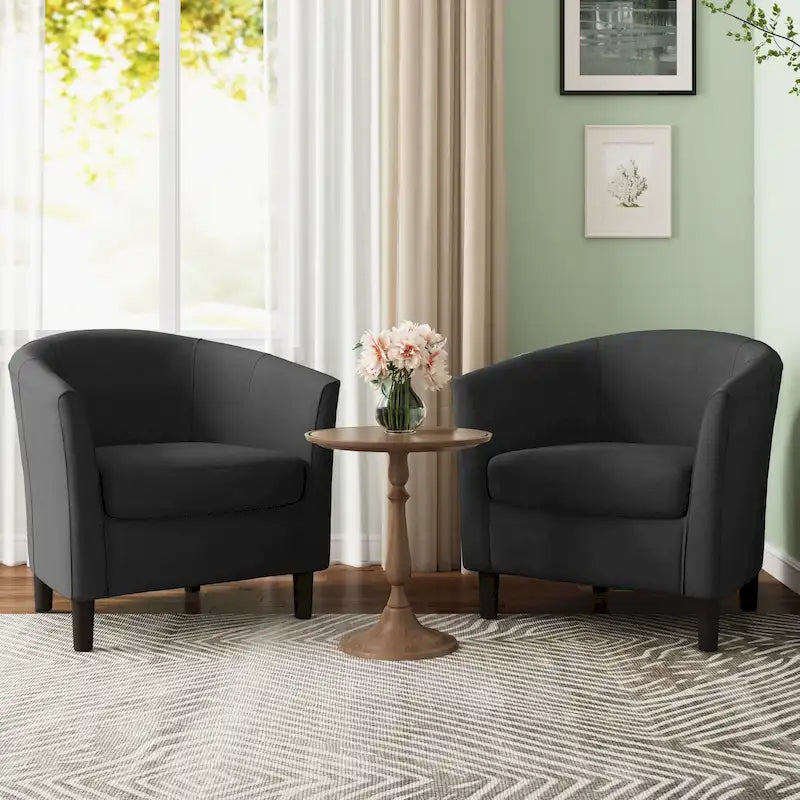 Fauteuil d'appoint baril moderne en bouclette 5 coloris avec pieds en bois pour 2 (Lot de 2)