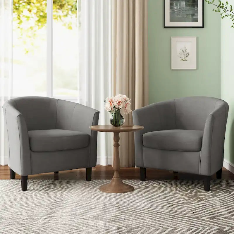 Fauteuil d'appoint baril moderne en bouclette 5 coloris avec pieds en bois pour 2 (Lot de 2)