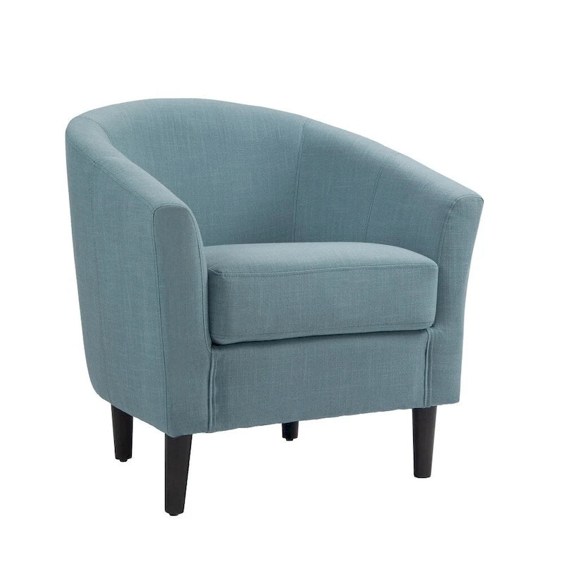 Fauteuil d'appoint baril moderne en bouclette 5 coloris avec pieds en bois pour 2 (Lot de 2)