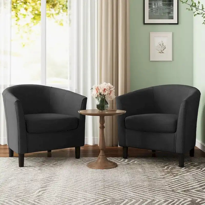 Fauteuil d'appoint baril moderne en bouclette 5 coloris avec pieds en bois pour 2 (Lot de 2)