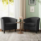 Fauteuil d'appoint baril moderne en bouclette 5 coloris avec pieds en bois pour 2 (Lot de 2)