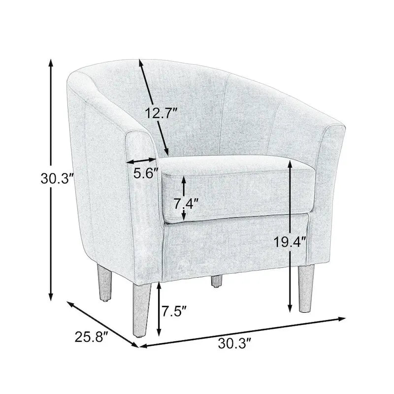 Fauteuil d'appoint baril moderne en bouclette 5 coloris avec pieds en bois pour 2 (Lot de 2)
