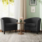 Fauteuil d'appoint baril moderne en bouclette 5 coloris avec pieds en bois pour 2 (Lot de 2)