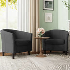 Fauteuil d'appoint baril moderne en bouclette 5 coloris avec pieds en bois pour 2 (Lot de 2)