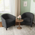 Fauteuil d'appoint baril moderne en bouclette 5 coloris avec pieds en bois pour 2 (Lot de 2)