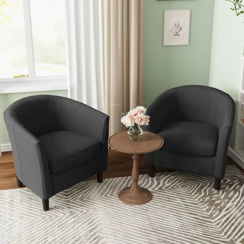 Fauteuil d'appoint baril moderne en bouclette 5 coloris avec pieds en bois pour 2 (Lot de 2)