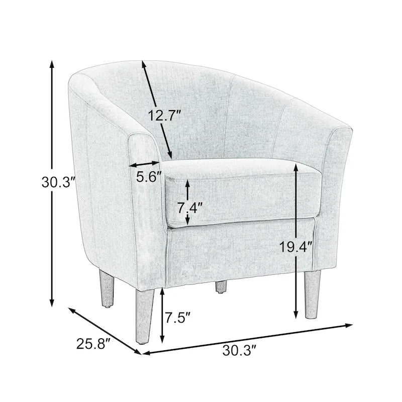 Fauteuil d'appoint baril moderne en bouclette 5 coloris avec pieds en bois pour 2 (Lot de 2)