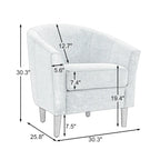 Fauteuil d'appoint baril moderne en bouclette 5 coloris avec pieds en bois pour 2 (Lot de 2)
