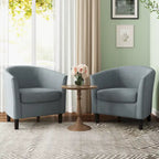 Fauteuil d'appoint baril moderne en bouclette 5 coloris avec pieds en bois pour 2 (Lot de 2)