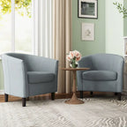 Fauteuil d'appoint baril moderne en bouclette 5 coloris avec pieds en bois pour 2 (Lot de 2)