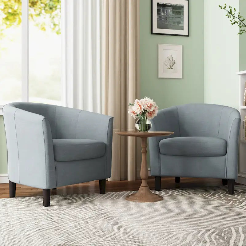 Fauteuil d'appoint baril moderne en bouclette 5 coloris avec pieds en bois pour 2 (Lot de 2)