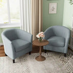 Fauteuil d'appoint baril moderne en bouclette 5 coloris avec pieds en bois pour 2 (Lot de 2)