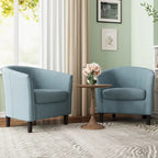 Fauteuil d'appoint baril moderne en bouclette 5 coloris avec pieds en bois pour 2 (Lot de 2)