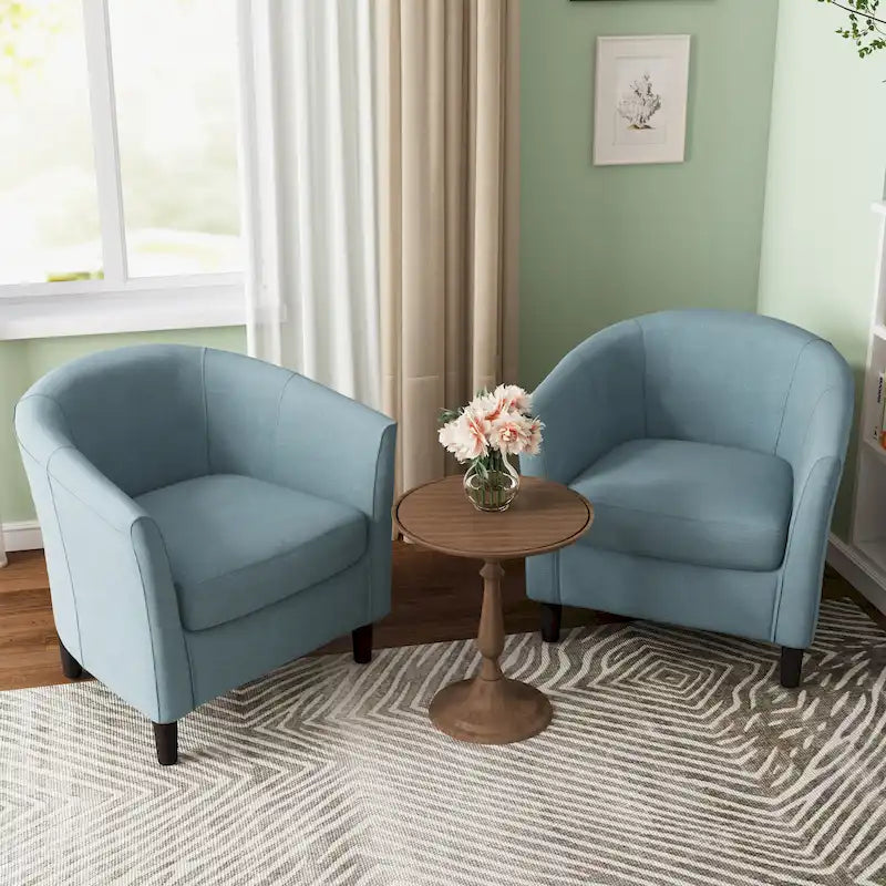 Fauteuil d'appoint baril moderne en bouclette 5 coloris avec pieds en bois pour 2 (Lot de 2)