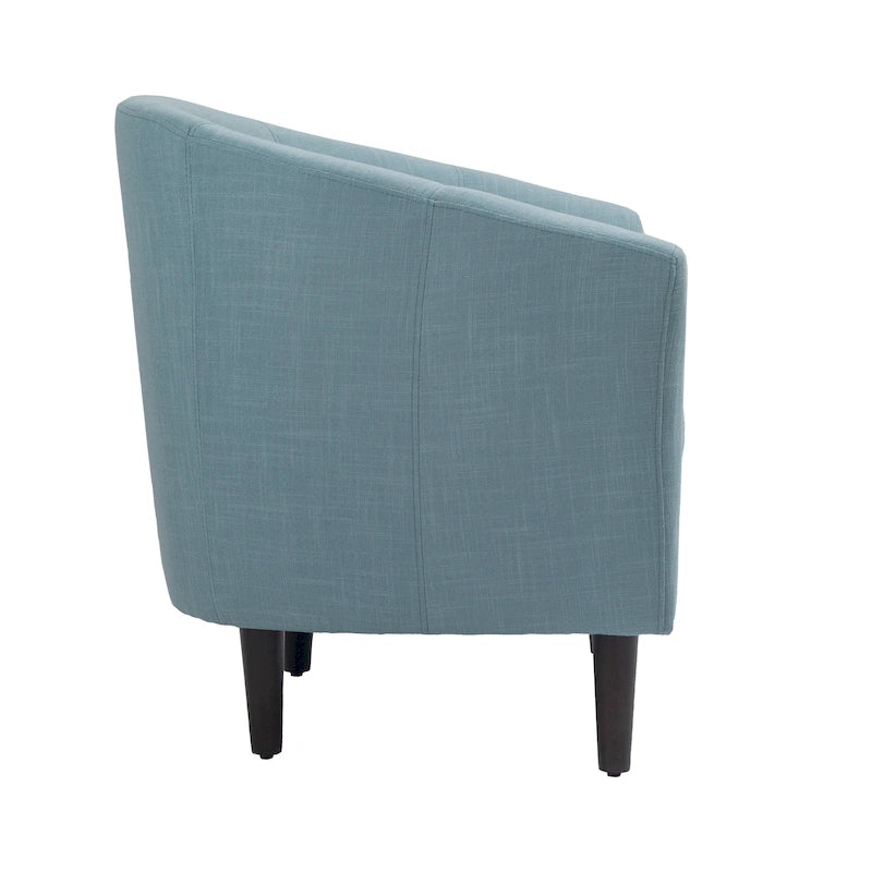 Fauteuil d'appoint baril moderne en bouclette 5 coloris avec pieds en bois pour 2 (Lot de 2)