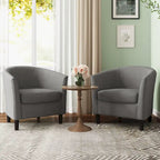 Fauteuil d'appoint baril moderne en bouclette 5 coloris avec pieds en bois pour 2 (Lot de 2)