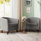 Fauteuil d'appoint baril moderne en bouclette 5 coloris avec pieds en bois pour 2 (Lot de 2)