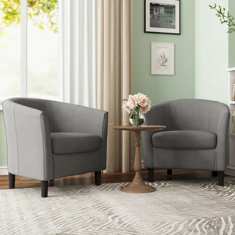 Fauteuil d'appoint baril moderne en bouclette 5 coloris avec pieds en bois pour 2 (Lot de 2)