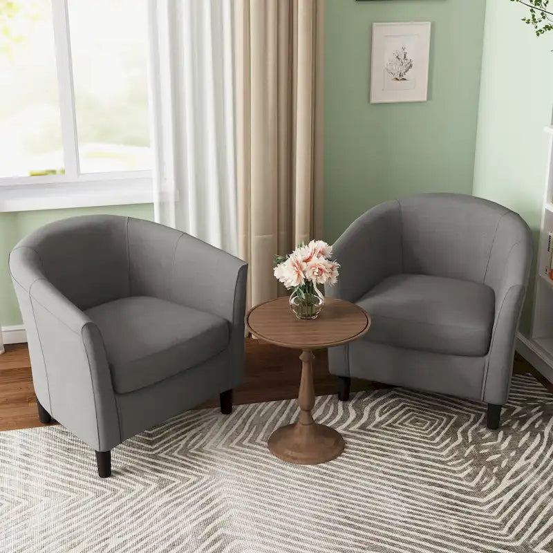 Fauteuil d'appoint baril moderne en bouclette 5 coloris avec pieds en bois pour 2 (Lot de 2)