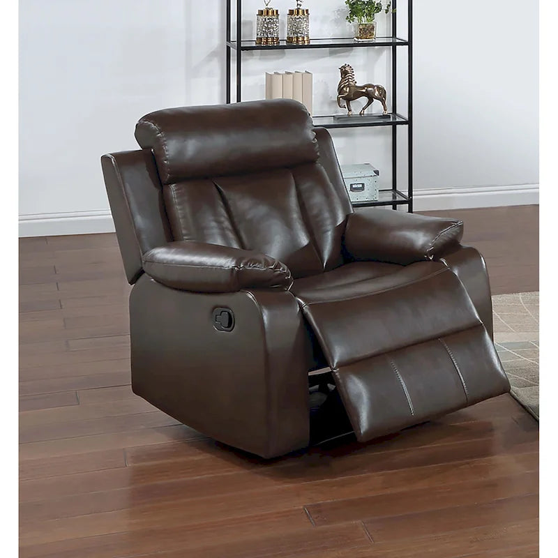 Fauteuil inclinable manuel brun/anthracite avec revêtement en similicuir gel pour 1 personne