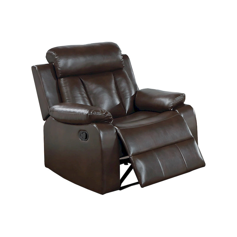 Fauteuil inclinable manuel brun/anthracite avec revêtement en similicuir gel pour 1 personne