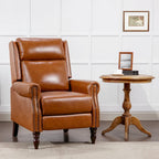 Fauteuil inclinable inclinable en cuir véritable de style milieu du siècle, camel/brun-rouge/bleu, pour 1 personne