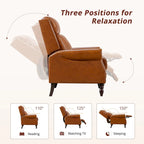 Fauteuil inclinable inclinable en cuir véritable de style milieu du siècle, camel/brun-rouge/bleu, pour 1 personne