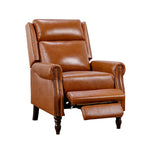 Fauteuil inclinable inclinable en cuir véritable de style milieu du siècle, camel/brun-rouge/bleu, pour 1 personne