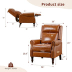 Fauteuil inclinable inclinable en cuir véritable de style milieu du siècle, camel/brun-rouge/bleu, pour 1 personne