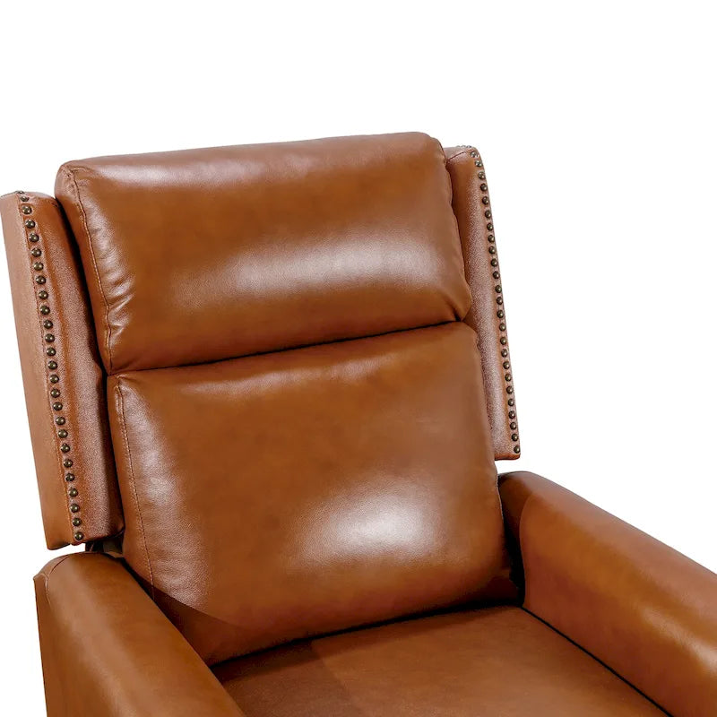 Fauteuil inclinable inclinable en cuir véritable de style milieu du siècle, camel/brun-rouge/bleu, pour 1 personne