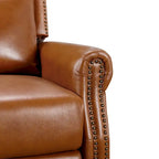 Fauteuil inclinable inclinable en cuir véritable de style milieu du siècle, camel/brun-rouge/bleu, pour 1 personne