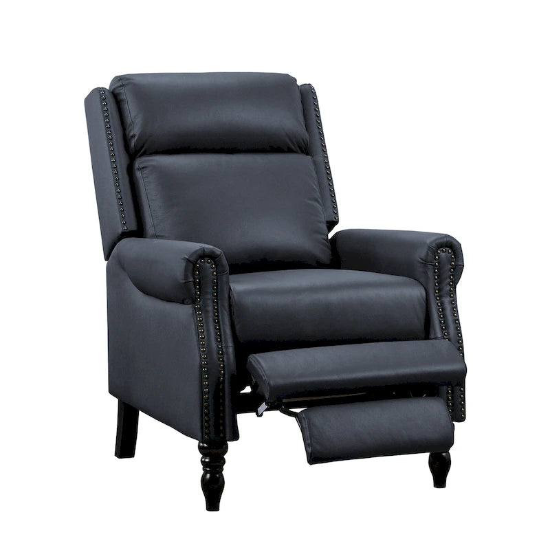 Fauteuil inclinable inclinable en cuir véritable de style milieu du siècle, camel/brun-rouge/bleu, pour 1 personne