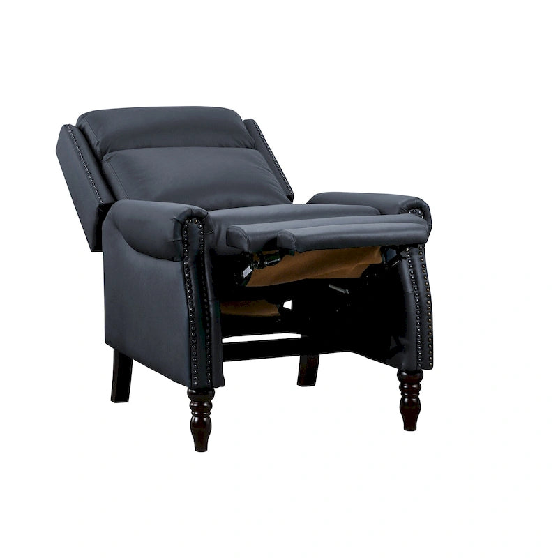 Fauteuil inclinable inclinable en cuir véritable de style milieu du siècle, camel/brun-rouge/bleu, pour 1 personne