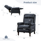 Fauteuil inclinable inclinable en cuir véritable de style milieu du siècle, camel/brun-rouge/bleu, pour 1 personne