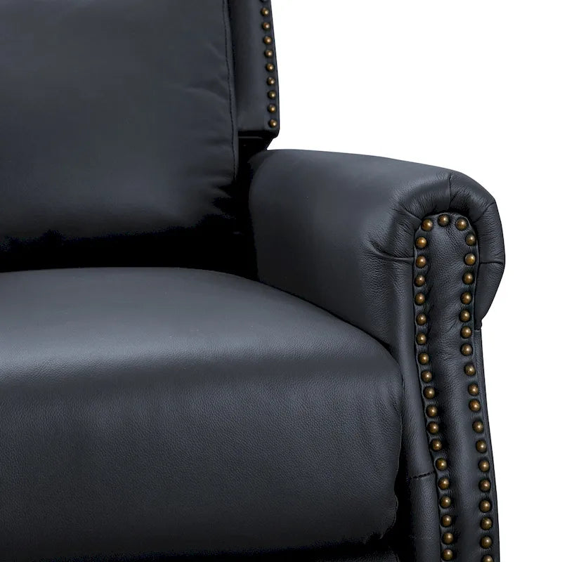 Fauteuil inclinable inclinable en cuir véritable de style milieu du siècle, camel/brun-rouge/bleu, pour 1 personne
